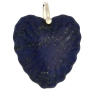 Pendentif coeur 32x30 mm en pierre gemme et CZ - Lapis Lazuli x1