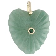 Aventurine - Pendentif coeur 32x30 mm en pierre gemme et CZ - Aventurine x1 Pendentif coeur 32x30 mm en pierre gemme et CZ - Aventurine x1
