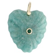 Pendentif coeur 32x30 mm en pierre gemme et CZ - Amazonite x1
