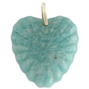 Pendentif coeur 32x30 mm en pierre gemme et CZ - Amazonite x1