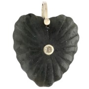 Pendentif coeur 32x30 mm en pierre gemme et CZ - Labradorite x1