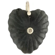 Pendentif coeur 32x30 mm en pierre gemme et CZ - Labradorite x1