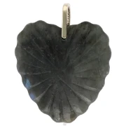 Pendentif coeur 32x30 mm en pierre gemme et CZ - Labradorite x1