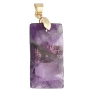 Pendentif rectange 25x13 mm pierre gemme et oeil CZ et résine époxy - Amethyste