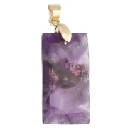 Pendentif rectange 25x13 mm pierre gemme et oeil CZ et résine époxy - Amethyste