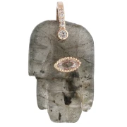 Pendentif main de Fatma 27x17 mm pierre gemme et oxydes de Zirconium - Labradorite