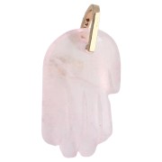 Pendentif main de Fatma 27x17 mm pierre gemme et oxydes de Zirconium - Quartz Rose