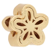 Perle fleur 9 mm multi trous avec cabochon en nacre - Doré à l'or fin - Blanc x1