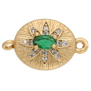 Pendentif intercalaire ovale 18x11 mm avec oxydes de zirconium - Doré à l'or fin