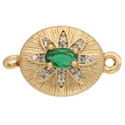 Pendentif intercalaire ovale 18x11 mm avec oxydes de zirconium - Doré à l'or fin