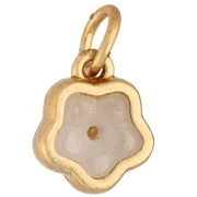 Breloque fleur 11.5x10 mm en nacre - Doré à l'or fin - Blanc x1