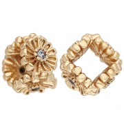 Perle rondelle fleurs 6.5 mm avec oxydes de zirconium - Doré à l'or fin - Crystal
