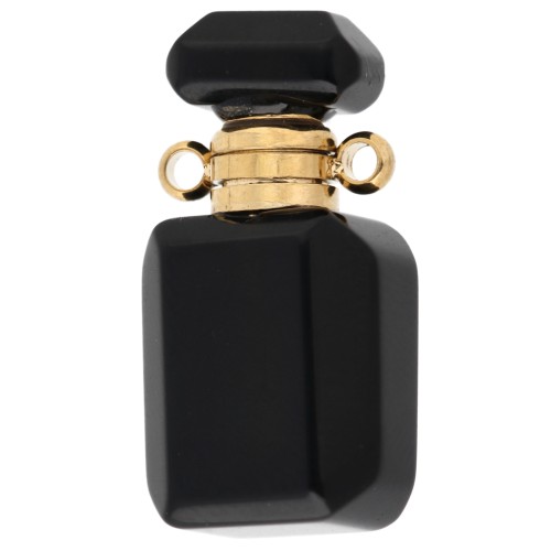 Flacon de parfum pendentif 20x10 mm en pierre gemme - Onyx noir x1