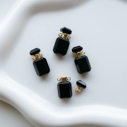 Flacon de parfum pendentif 20x10 mm en pierre gemme - Onyx noir x1