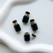 Flacon de parfum pendentif 20x10 mm en pierre gemme - Onyx noir x1