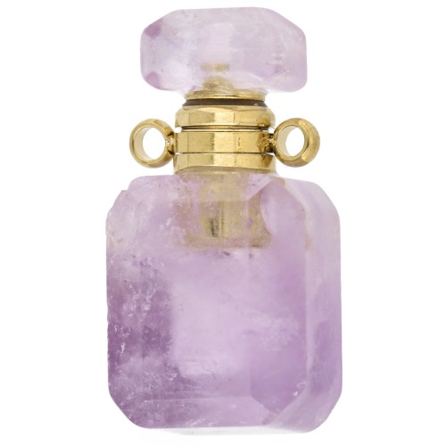 Flacon de parfum pendentif 20x10 mm en pierre gemme - Light Amethyste x1