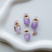 Flacon de parfum pendentif 20x10 mm en pierre gemme - Light Amethyste x1