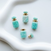 Flacon de parfum pendentif 20x10 mm en pierre gemme - Amazonite x1