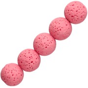 Rose - Perles rondes 7 mm en Pierre de Lave teintée - Rose x15 Perles rondes 7 mm en Pierre de Lave teintée - Rose x15