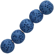 Perles rondes 9 mm en Pierre de Lave teintée  - Bleu foncé x10