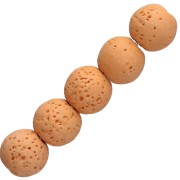 Perles rondes 9 mm en Pierre de Lave teintée  - Orange x10
