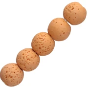 Perles rondes 9 mm en Pierre de Lave teintée  - Orange x10