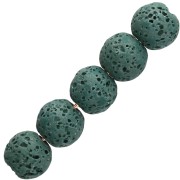 Perles rondes 9 mm en Pierre de Lave teintée  - Vert foncé x10