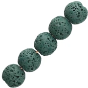 Perles rondes 9 mm en Pierre de Lave teintée  - Vert foncé x10