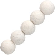 Perles rondes 9 mm en Pierre de Lave teintée  - Blanc x10