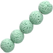 Perles rondes 9 mm en Pierre de Lave teintée  - Vert Clair x10