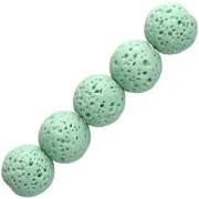 Perles rondes 9 mm en Pierre de Lave teintée  - Vert Clair x10