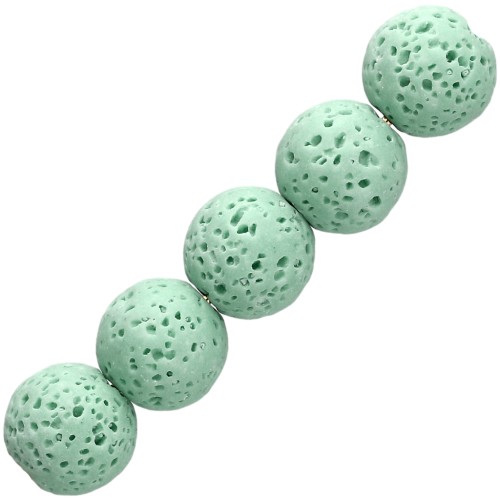 Perles rondes 9 mm en Pierre de Lave teintée  - Vert Clair x10