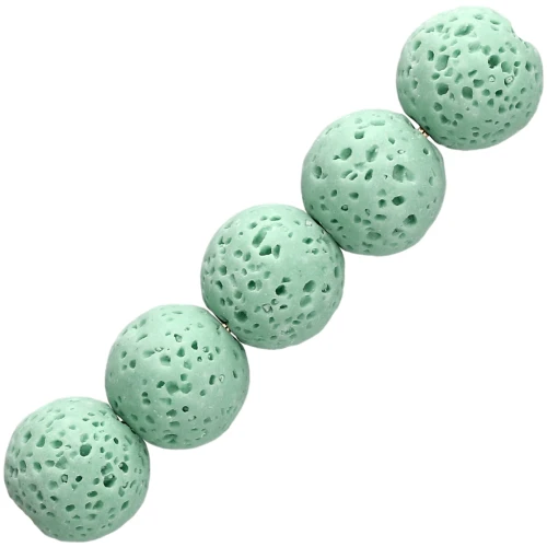 Perles rondes 9 mm en Pierre de Lave teintée - Vert Clair x10