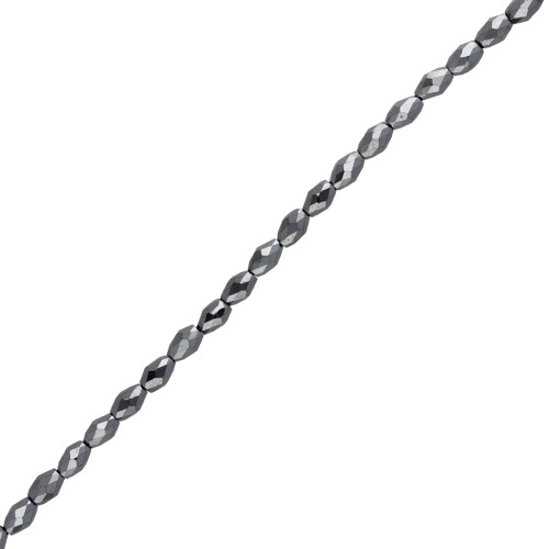 Perles olives facettées 5x3 mm imitation hématite x39cm