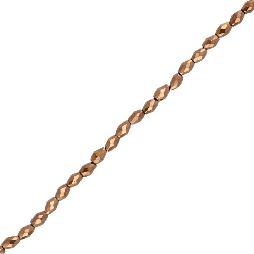 Perles olives facettées 5x3 mm imitation hématite Cuivré x39cm