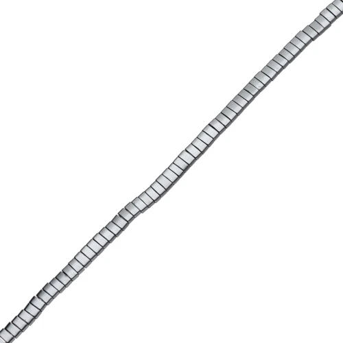 Perles plates 2 trous 5x2.3x1.9 mm imitation hématite x39 cm