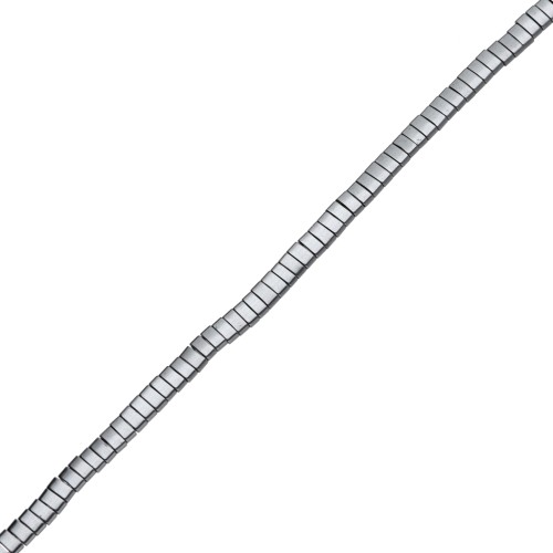 Perles plates 2 trous 5x2.3x1.9 mm imitation hématite x40cm