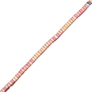 Perles plates 2 trous 5x2.3x1.9 mm imitation hématite Multi Rose x40cm