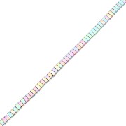 Perles plates 2 trous 5x2.3x1.9 mm imitation hématite Pastel Silver x40cm
