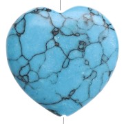 Perle coeur 25 mm en imitation pierre gemme - Turquoise x1
