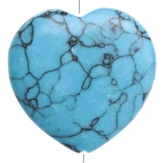 Perle coeur 25 mm en imitation pierre gemme - Turquoise x1