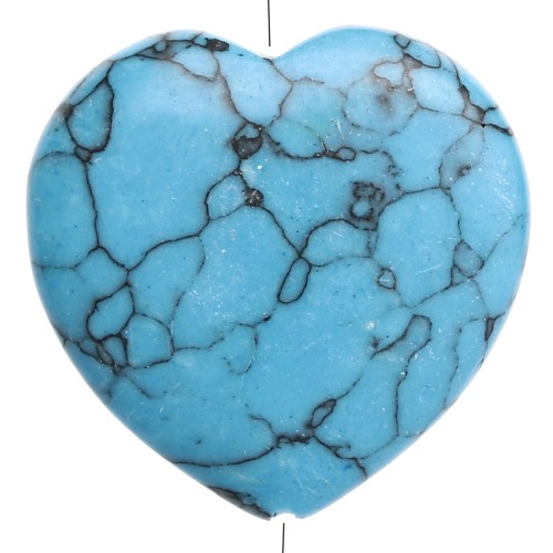 Perle coeur 25 mm en imitation pierre gemme - Turquoise x1