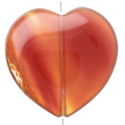 Perle coeur 25 mm en pierre gemme - Agate rouge x1