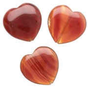 Perle coeur 25 mm en pierre gemme - Agate rouge x1
