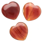 Perle coeur 25 mm en pierre gemme - Agate rouge x1