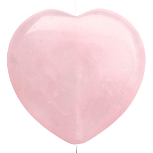 Perle coeur 25 mm en pierre gemme - Quartz rose x1