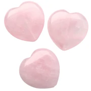 Perle coeur 25 mm en pierre gemme - Quartz rose x1
