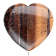 Perle coeur 25 mm en pierre gemme - Oeil de tigre x1