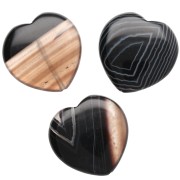 Perle coeur 25 mm en pierre gemme - Agate noire x1