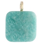 Pendentif carré facetté 33x25 mm en pierre gemme et coeur CZ - Amazonite x1